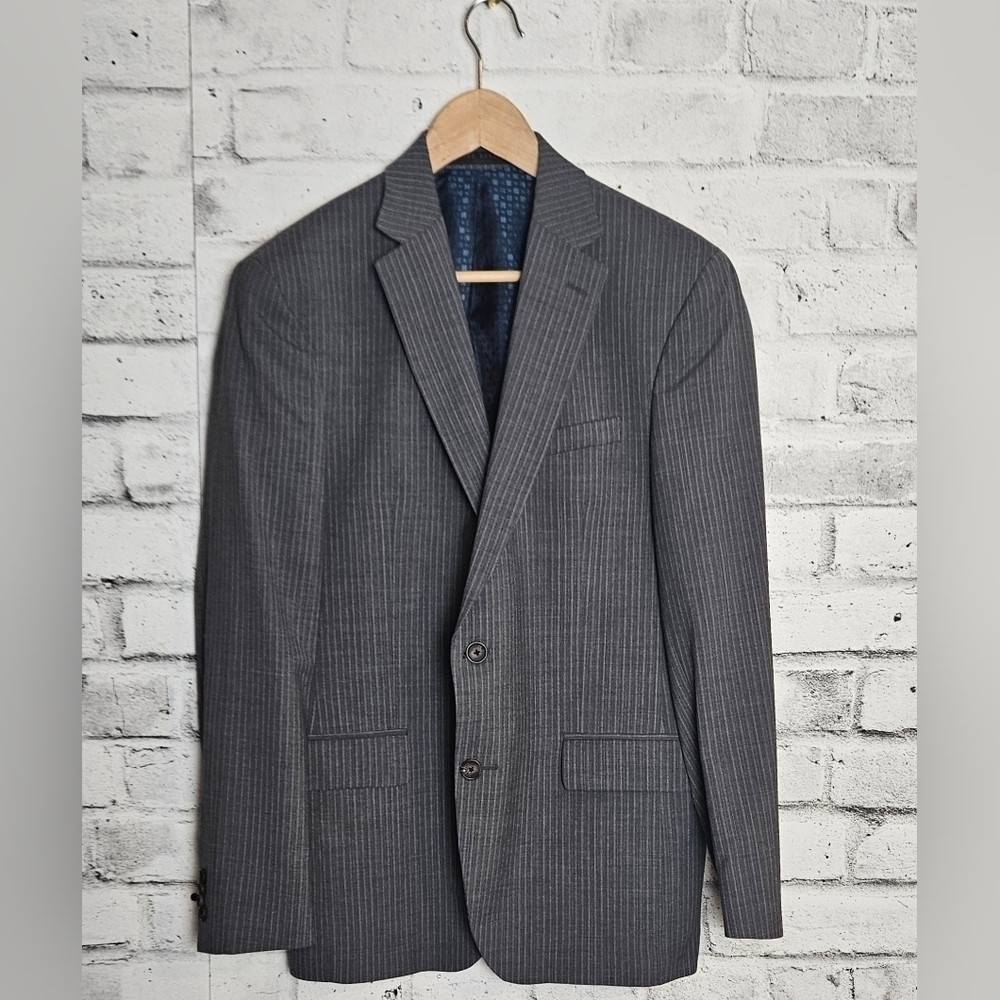 Ted Baker Gray Wool Pinstripe Blazer 42R No Ordinary Joe Two Button